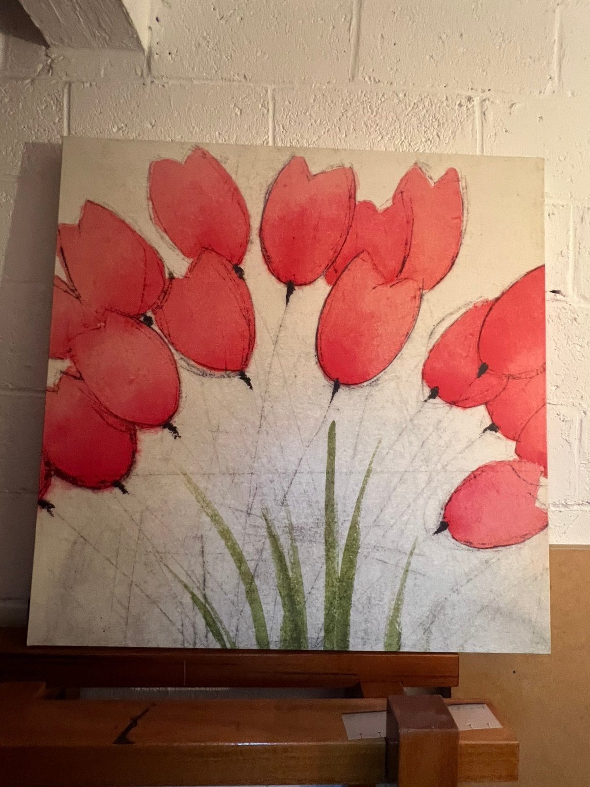 Grand tableau sur toile IKEA PJÄTTERYD Tulipes Rouges 90x90, Enlèvement