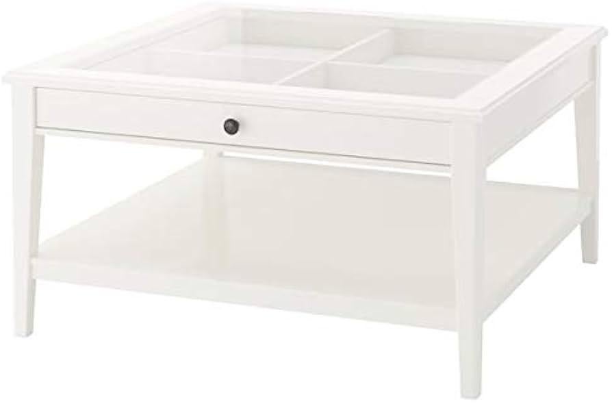 LIATORP Ikea Salontafel, wit, glas, 93x93 cm, Huis en Inrichting, Ophalen, Gebruikt, Vierkant, Glas