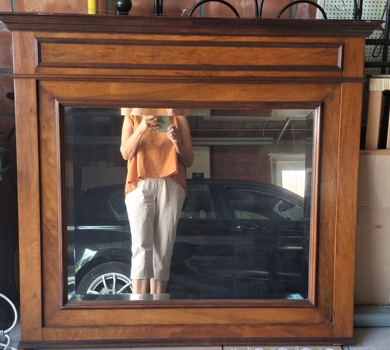 Grote klassieke spiegel met houten kader, Huis en Inrichting, Ophalen