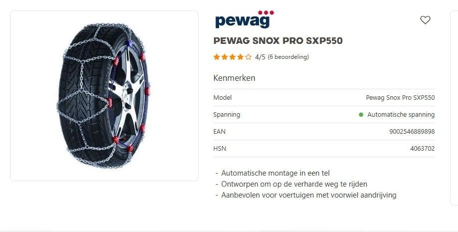 Sneeuwketting Pewag Snox Pro SXP550, Ophalen, Nieuw