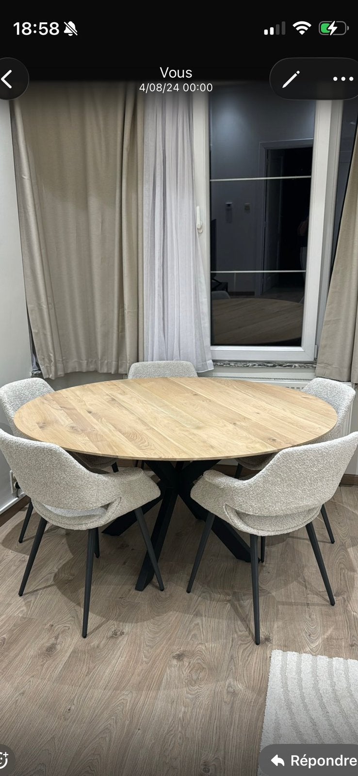 Eettafels 5 personen natuurlijk eikenhout + 5 stoelen, Ophalen, Zo goed als nieuw