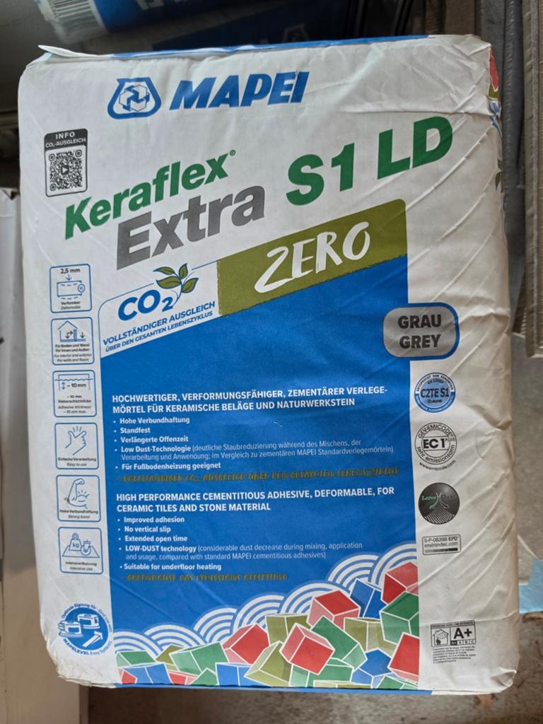MAPEI Keraflex Extra S1 LD grijs tegellijm 20kg, Bricolage & Construction, Dalles & Carrelages, Enlèvement