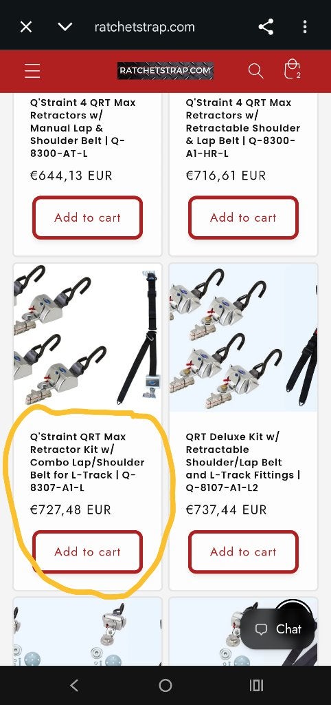 Q'Straint Q-8307-A1-L — Complete set, Auto-onderdelen, Verzenden, Nieuw
