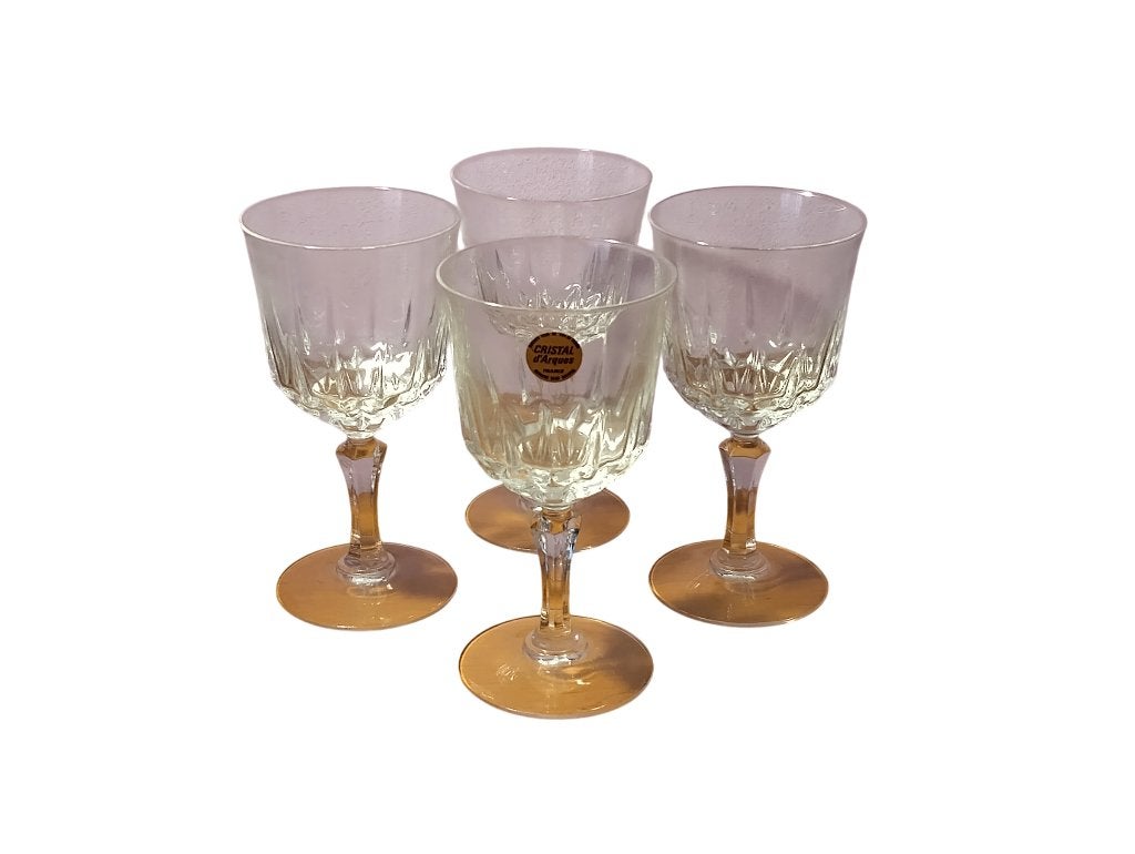 Service 4 pcs verre à pied cristal d'Arques H 16cm vintage, Antiquités & Art, Enlèvement