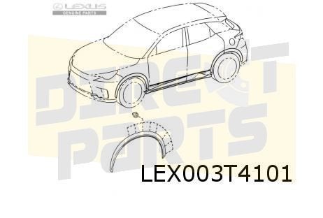 Lexus LBX (3/24-) Wielkuiplijst Links voor (zwart) Origineel, -, -, Nieuw, Spatbord