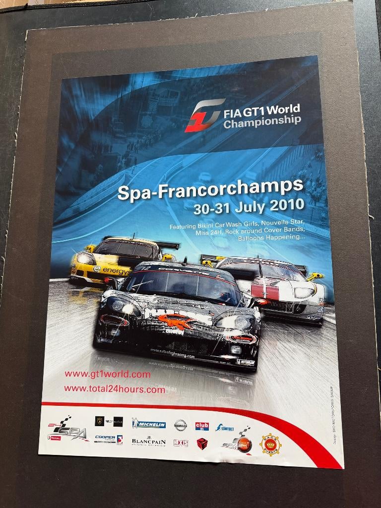 affiche FIA GT Francorchamps 2010 Ford GT40 24 hours, Enlèvement ou Envoi, Voitures