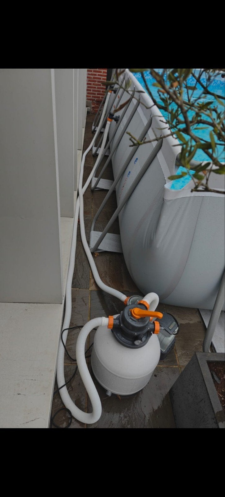 Power Steel Frame zwembad + zandfilter (en zand) + ladder, Ophalen, Gebruikt, Rechthoekig, Opzetzwembad