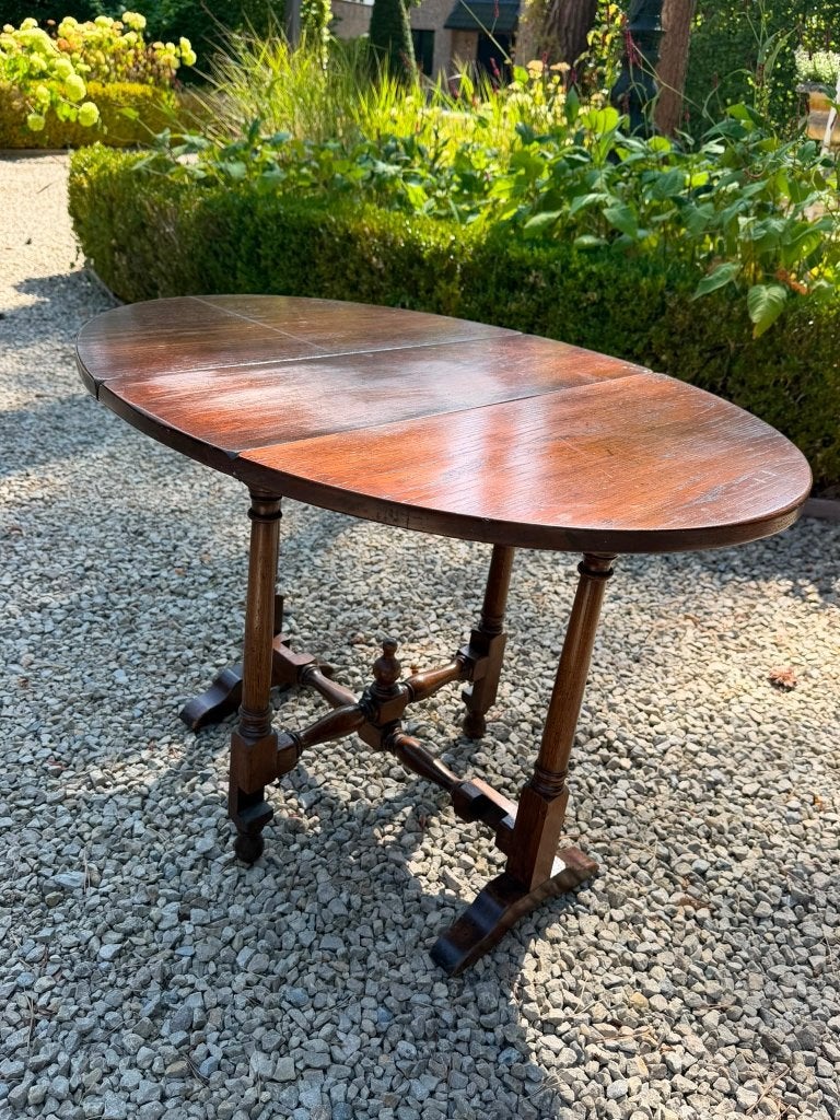 Brocante, oud inklap tafel, 80x63 cm, Antiek en Kunst, Curiosa en Brocante, Ophalen of Verzenden