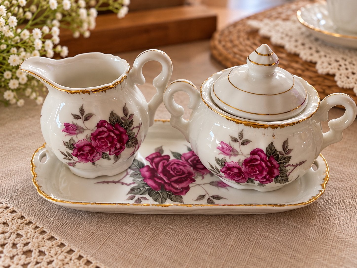Urgent. Joli petit service en porcelaine à bord doré, Enlèvement