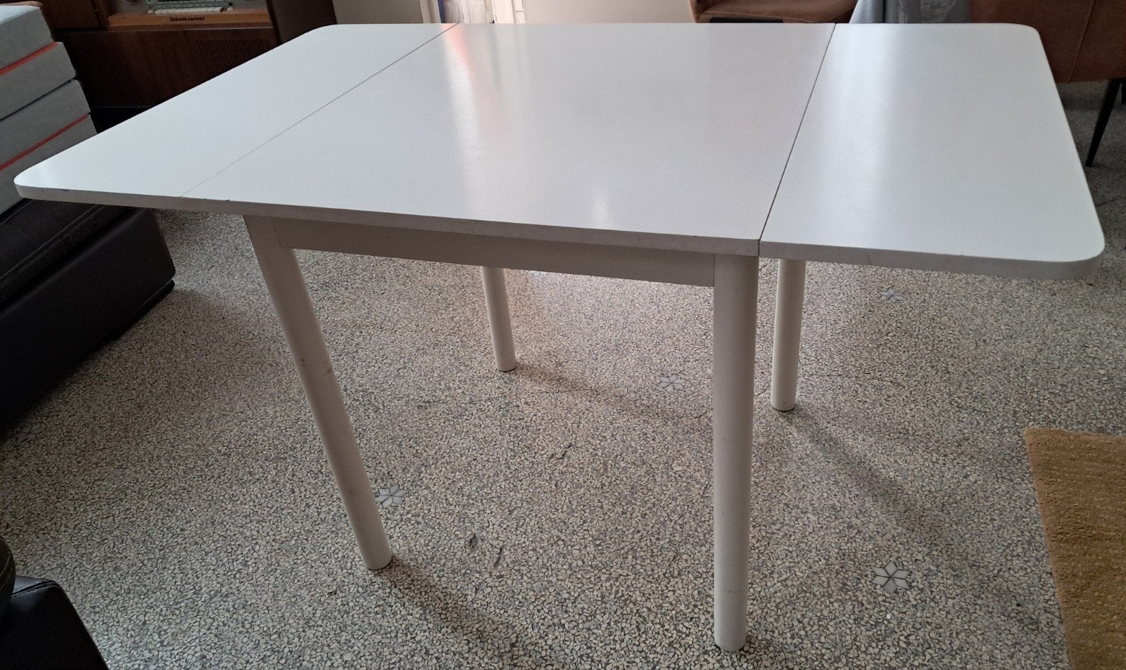 Witte klaptafel vintage, Ophalen, Gebruikt, 100 tot 150 cm, 50 tot 100 cm