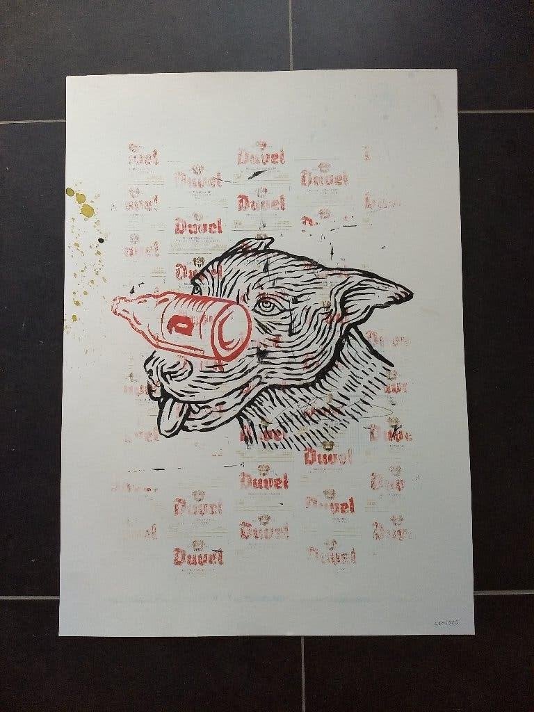 duvel - litho druk (1), Ophalen of Verzenden, Nieuw, Reclamebord, Plaat of Schild, Duvel