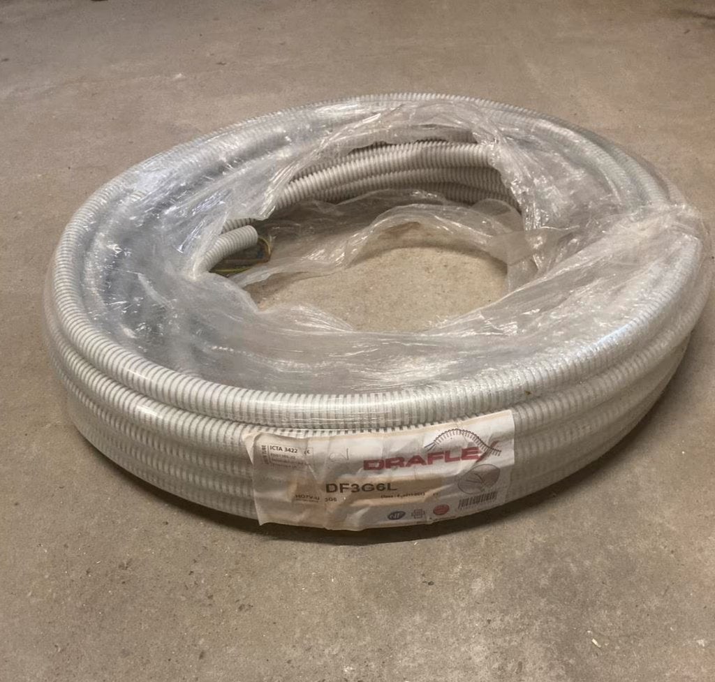 20 meter Draflex DF3G6L buis van H07VU  3 draden van 6 mm², Ophalen of Verzenden, Nieuw, Overige merken, Kabel of Snoer