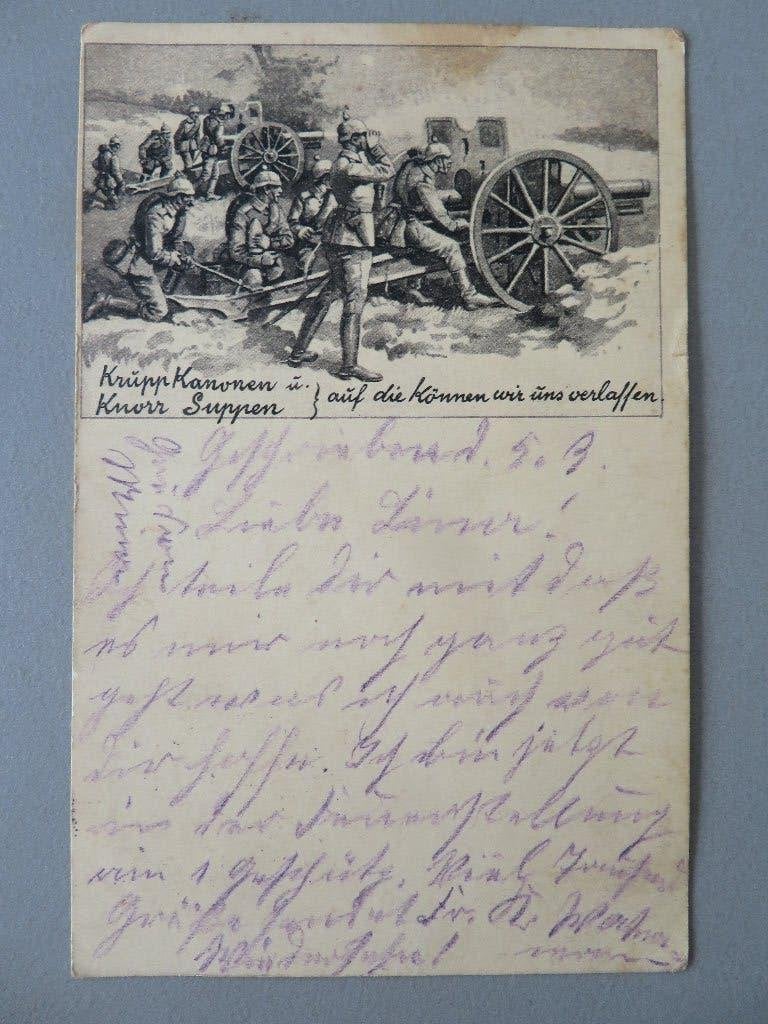 Krupp Kanonen Knorr Suppen Feldpost WO1 Kanonier 8e Bat., Enlèvement ou Envoi, Autres, Photo ou Poster
