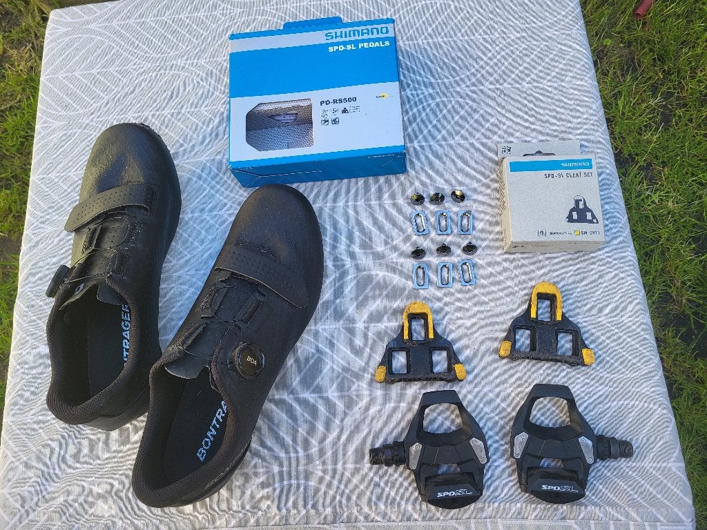 Chaussures vélo Bontrager Circuit RD + pédales et cales, Vélos & Vélomoteurs, M, Enlèvement, Utilisé, Bontrager