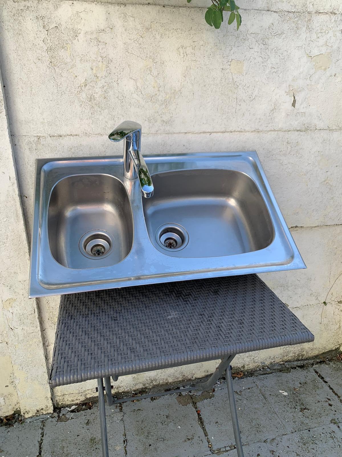 Évier inox avec robinet Hansgrohe, Enlèvement, Utilisé