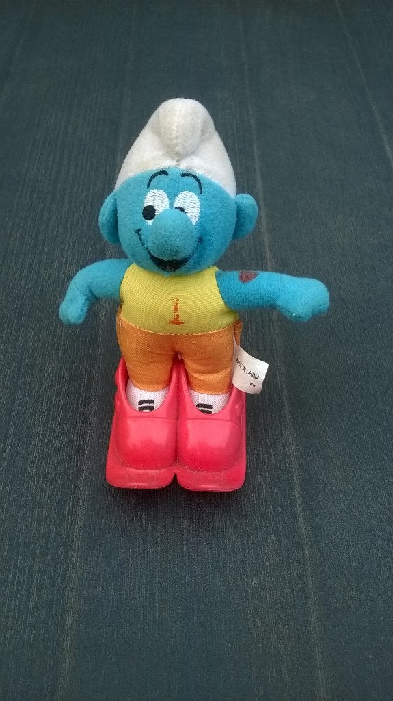 Schtroumpf McDonald’s en peluche de l’année 2000 – skieur, Enlèvement ou Envoi, Utilisé, Autres Schtroumpfs, Poupée, Figurine ou Peluche