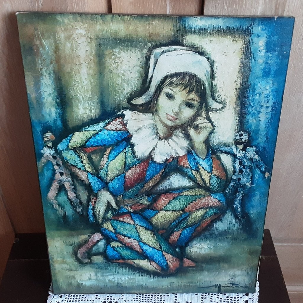 Mooie vintage reproductie Pierre Manzone, Spaanplaat 52x39cm, 39 cm, Schilderij, Ophalen of Verzenden, 52 cm