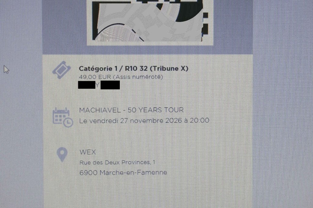 Place de concert - MACHIAVEL, Tickets en Kaartjes, Eén persoon, November