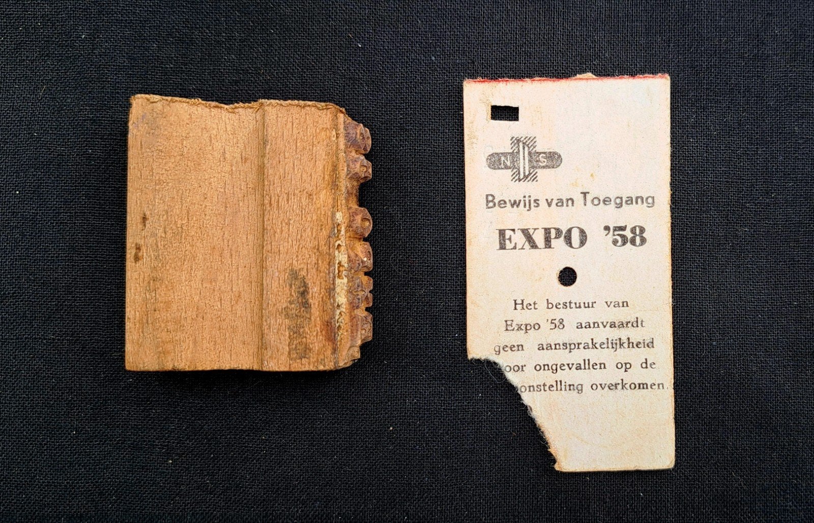 Toegangsbewijs World's Fair Expo 1958 + postzegel, Ophalen of Verzenden