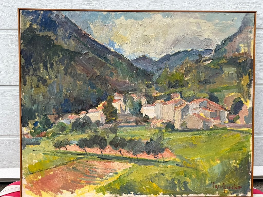 José Van Gucht - Grande huile sur toile, Paysage de Provence, Peinture à l'huile, Paysage, Enlèvement, Autres styles