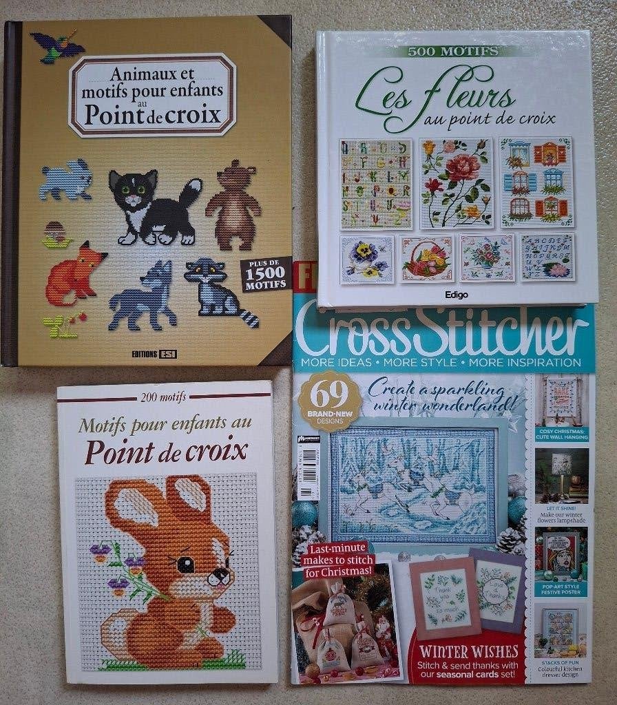 3 kruisjessteekboeken + tijdschrift (point de croix) (FR), Ophalen of Verzenden, Zo goed als nieuw