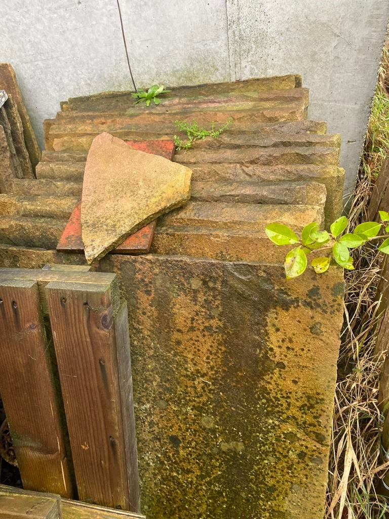 Indische stapstenen +/- 60x60 20 st, Ophalen, Gebruikt, Overige typen, 5 tot 10 m²