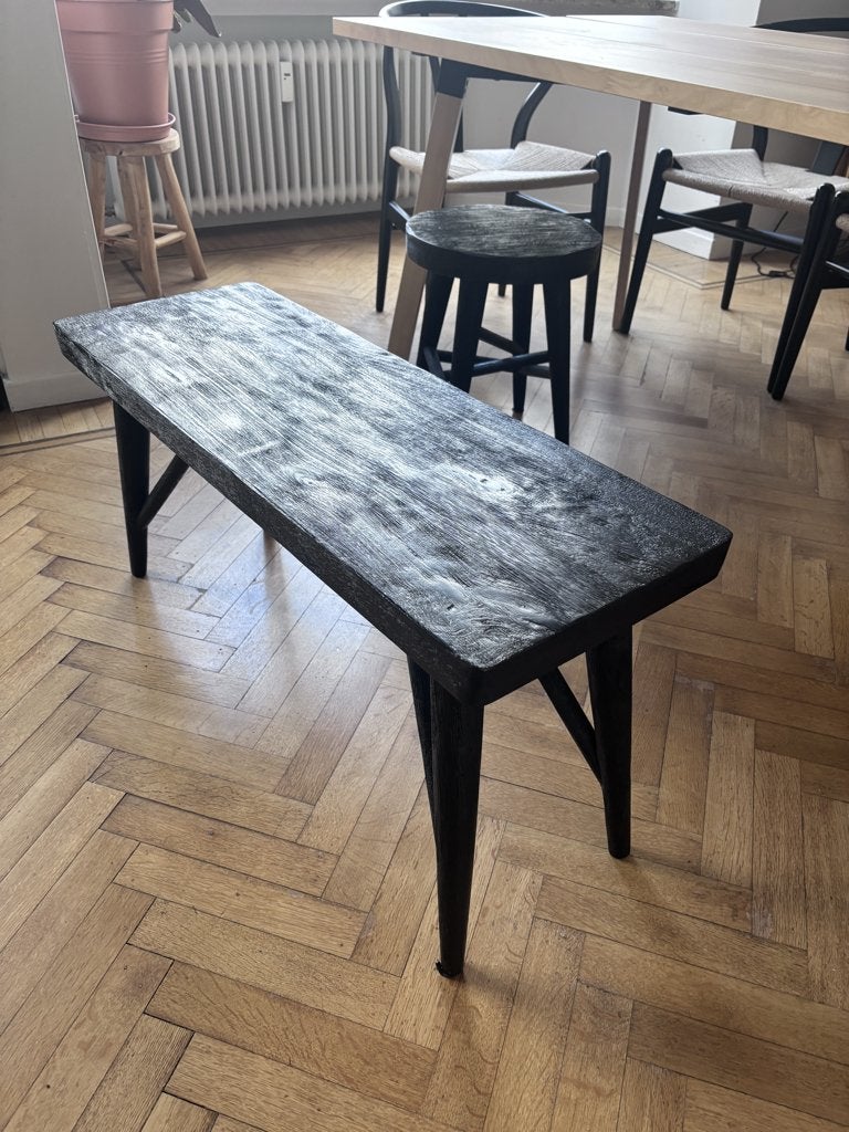 Banc en bois noir  - très tendance, Comme neuf, Contemporain, Enlèvement, Bois