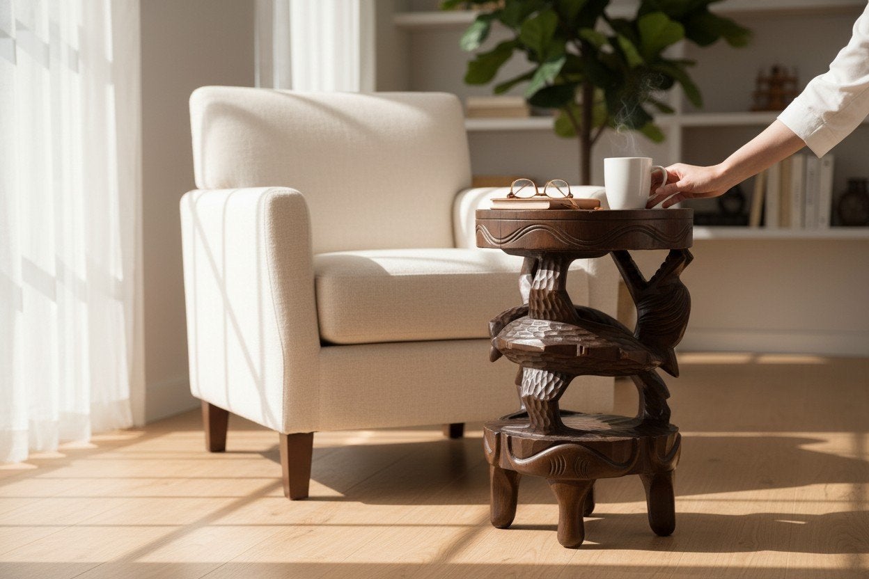 Handgemaakte houten tafel — Gemaakt in de Filipijnen vintage, Antiek en Kunst, Antiek | Meubels | Tafels, Ophalen of Verzenden