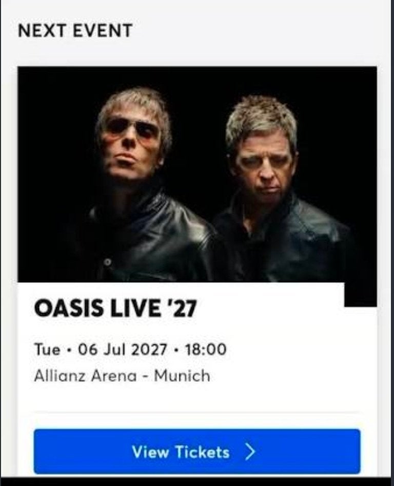 2 staan tickets voor Oasis in Munchen, Tickets & Billets, Deux personnes, Juillet, Pop