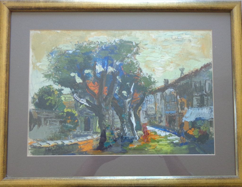 JACK GODDERIS / BOMEN NAAST HUIS / OLIEVERF / 40x52cm KADER, Enlèvement ou Envoi