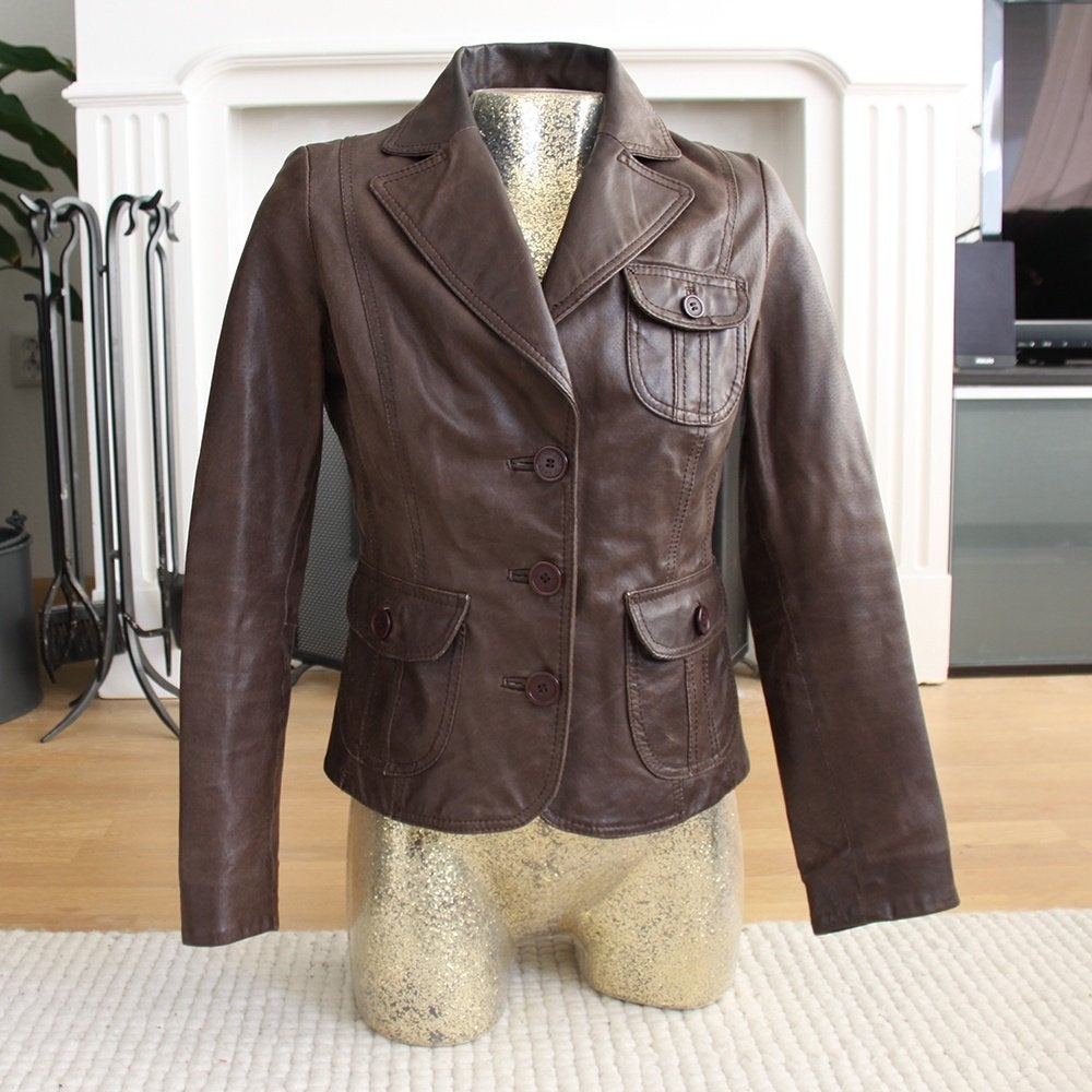 Mooie Leren Blendy Jas (Maat 38) € 65,-, Maat 38/40 (M), Bruin, Verzenden, Blendy