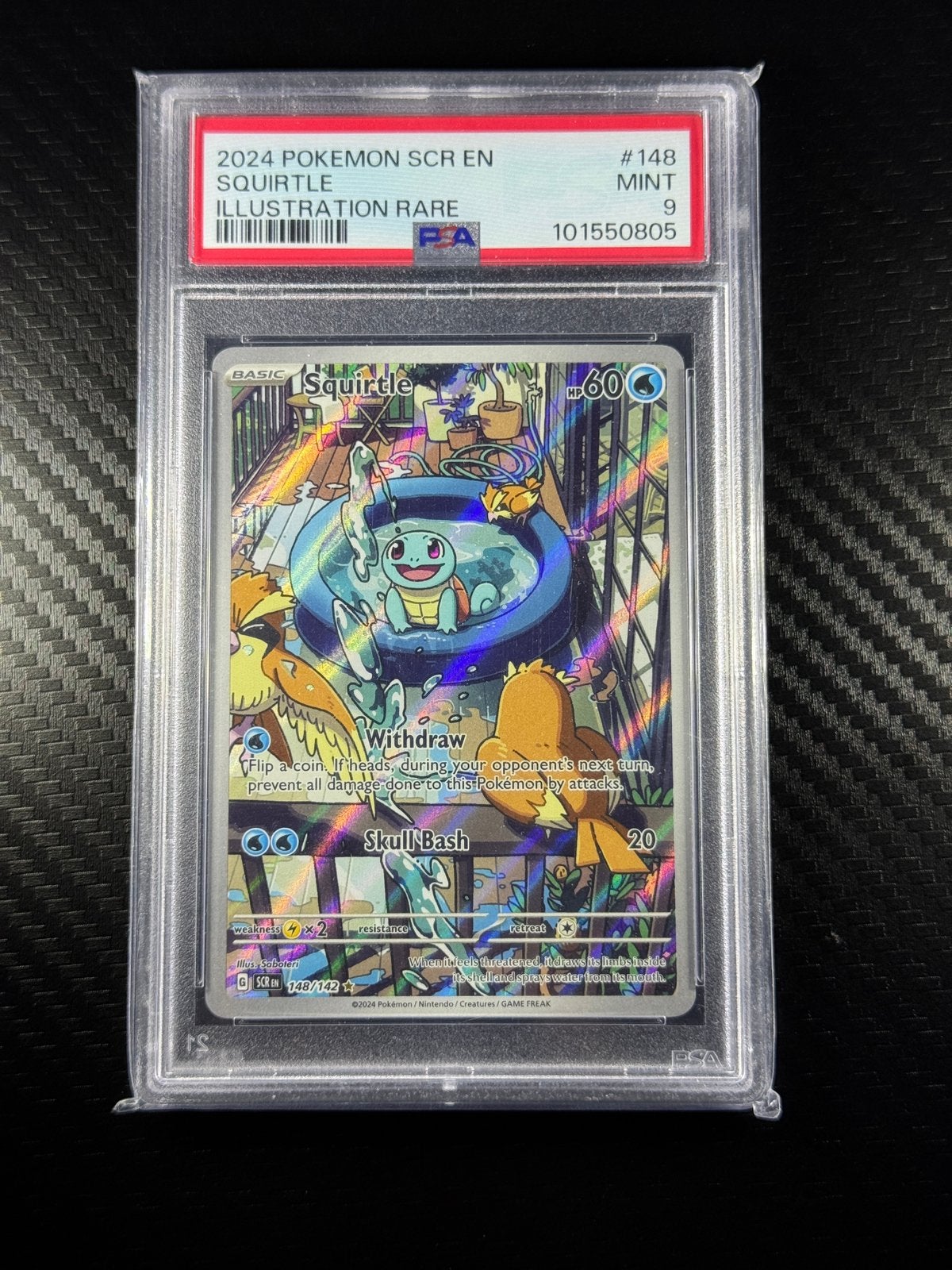 Squirtle | PSA 9 | Eau | Holo | IR | 2024 | #148 /142, Envoi, Comme neuf