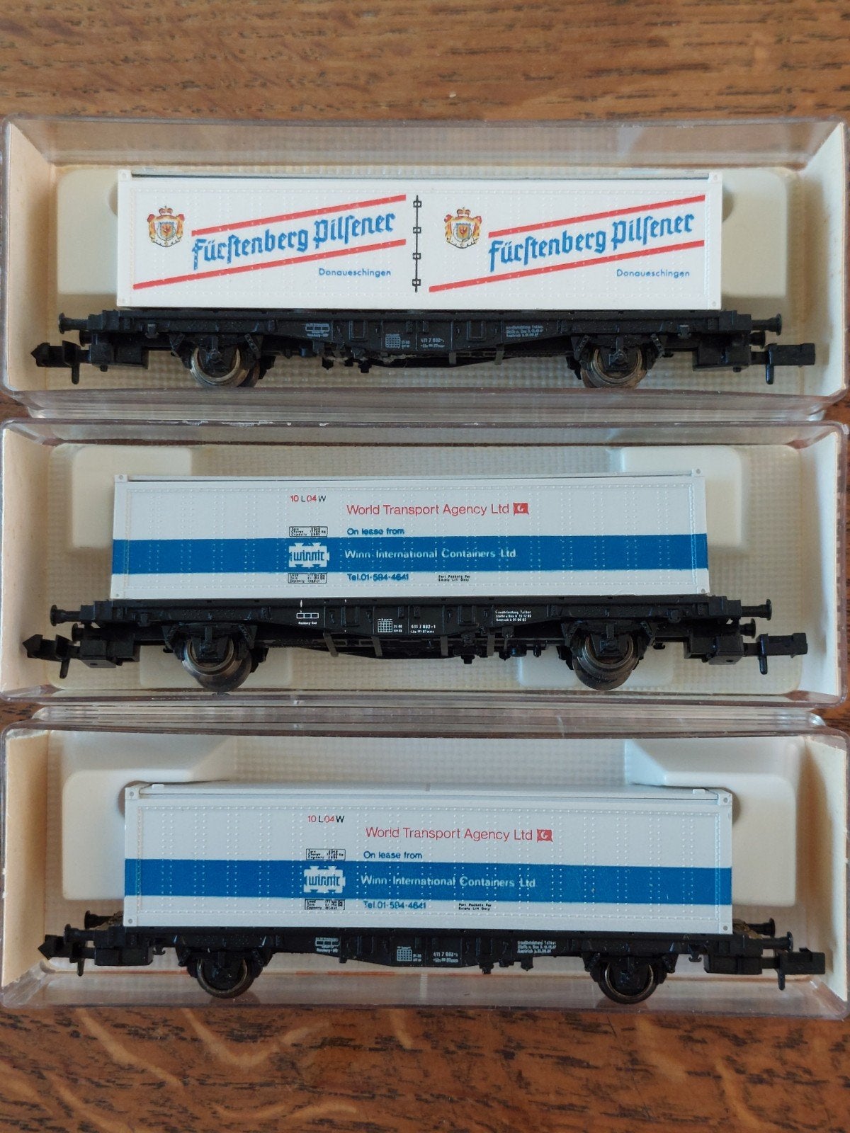 Fleischmann piccolo 3 x containerwagon, Ophalen of Verzenden, Rails, Fleischmann