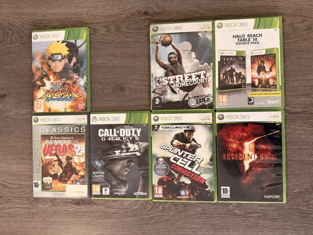 Lot 7 boîtiers Xbox 360 (8 jeux) Halo, Naruto, NBA, Enlèvement ou Envoi, Utilisé, Autres genres