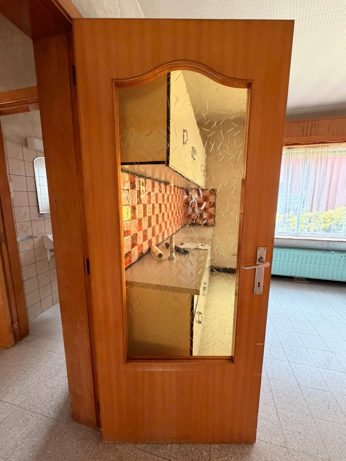 2 Verfdeuren met glas, Doe-het-zelf en Bouw, Deuren en Vliegenramen, Ophalen, Gebruikt, Glas