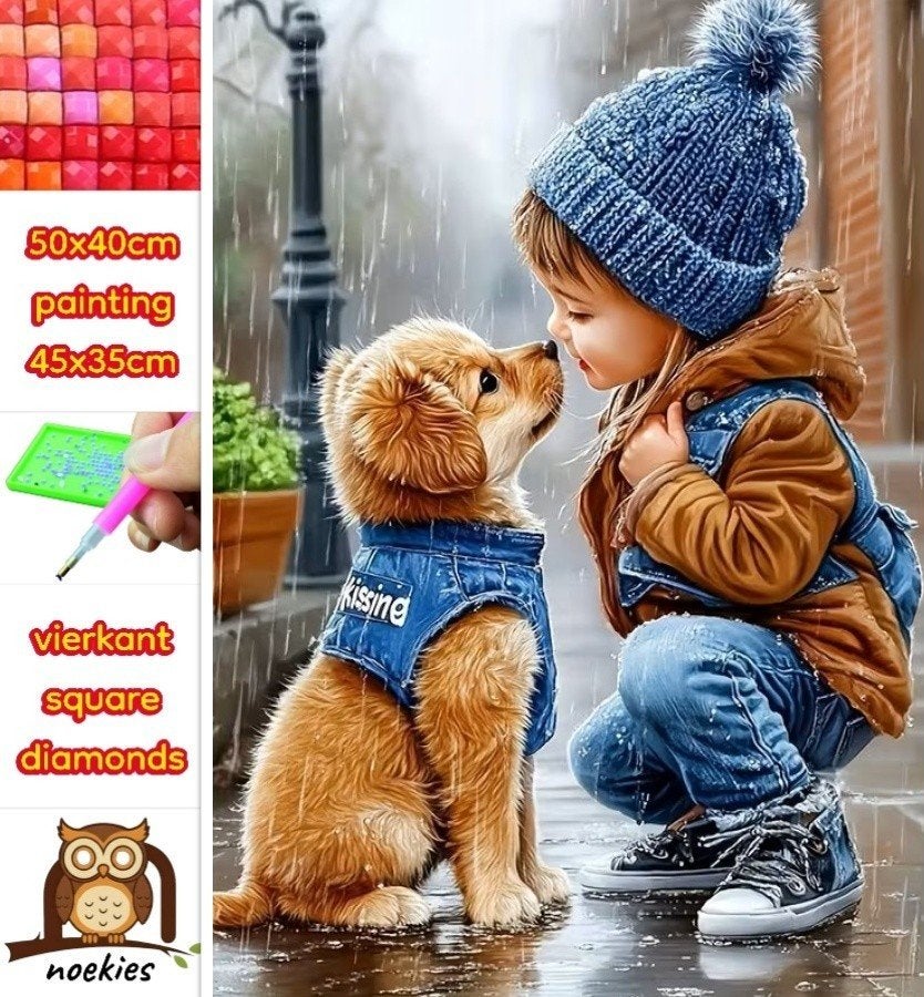 Peinture au diamant 50x40 cm pour bébé chien (carré) n 19, Hobby & Loisirs créatifs, Bricolage, Neuf, Multicolore, Autocollant
