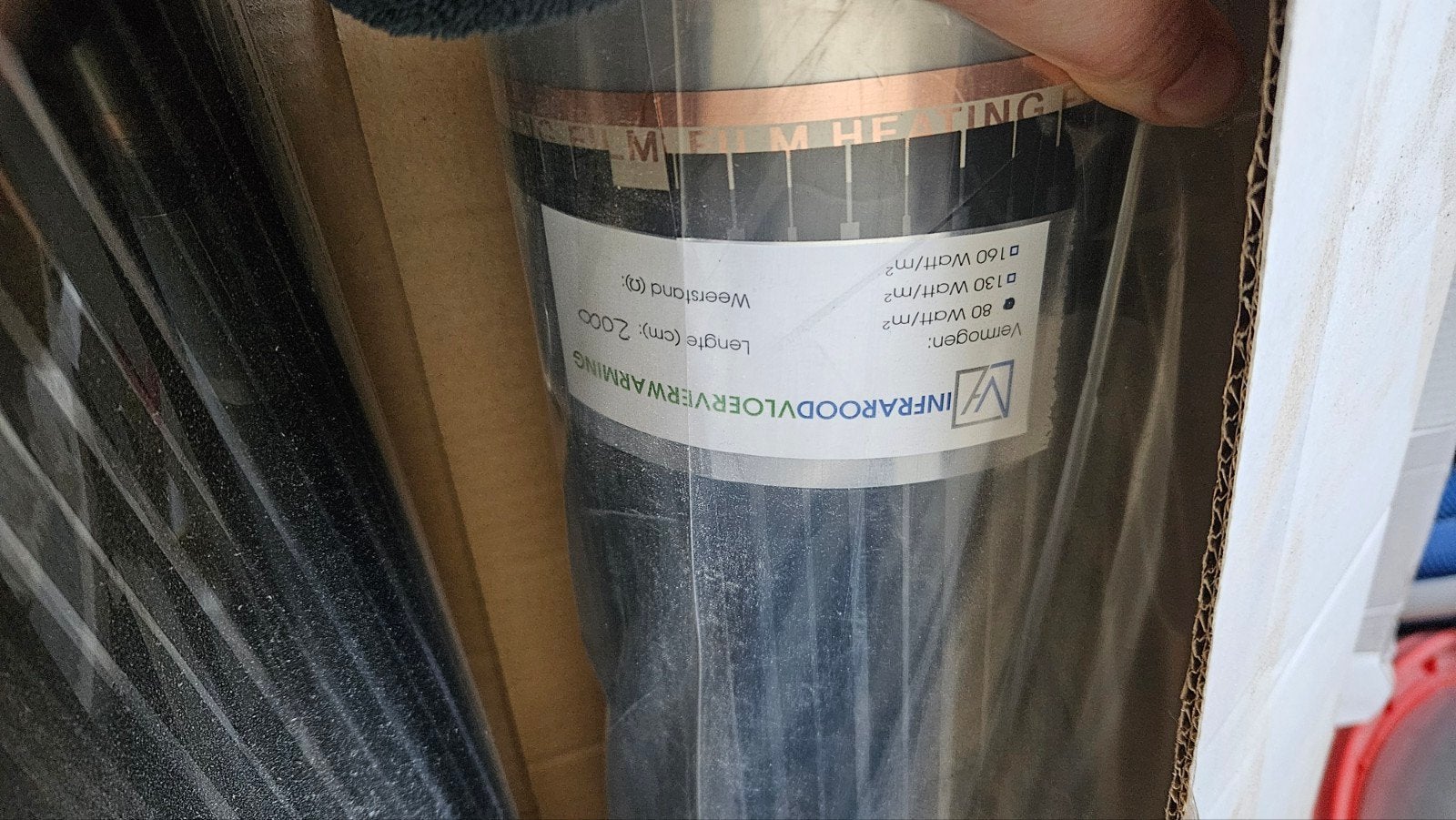 Infrarood vloerverwarmingfolie 80watt/m², Ophalen, Nieuw, 15 m² of meer, Folie