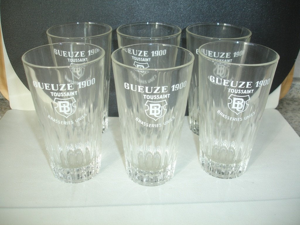 Gueuze 1900 Toussaint, brasserie Unies, € 1,50 stuk, Verzamelen, Ophalen of Verzenden, Zo goed als nieuw, Glas of Glazen, Overige merken