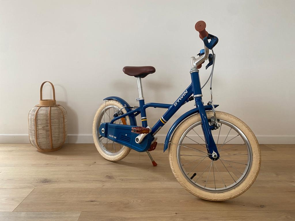 Kinderfiets 16 inch B-Twin City 900, Ophalen, Gebruikt, Velgrem, 16 tot 20 inch