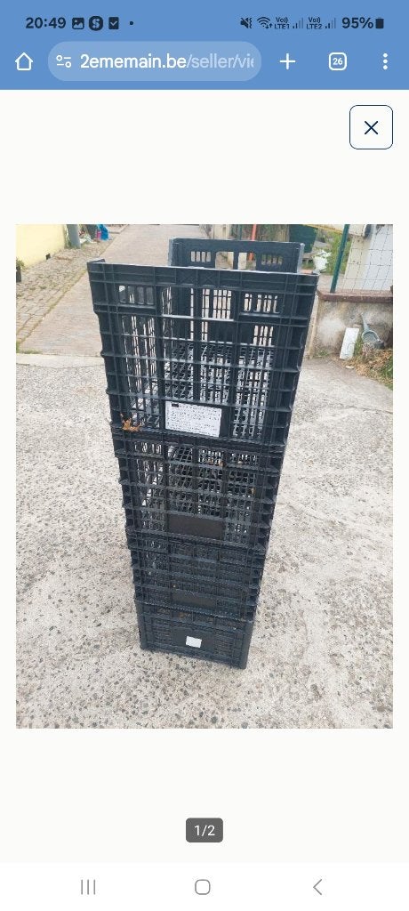 Prix2.5/piece,caisses plastique empilable 30x50 et 60x40 cm, Tuin en Terras, Tuinstoelen, Ophalen, Plastic, Stapelbaar