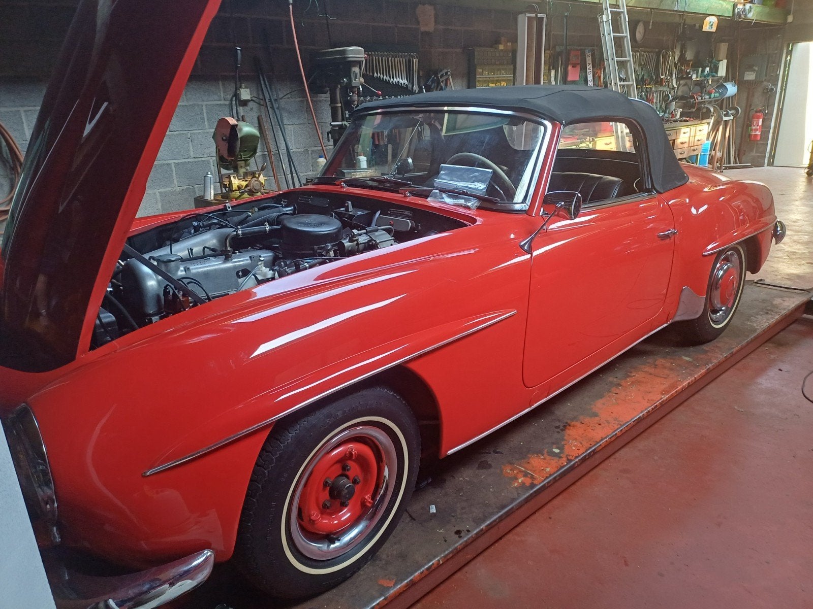 Roadster MB 190SL avec toit rigide entièrement original, Autos, Achat, Cabriolet, Boîte manuelle, Noir