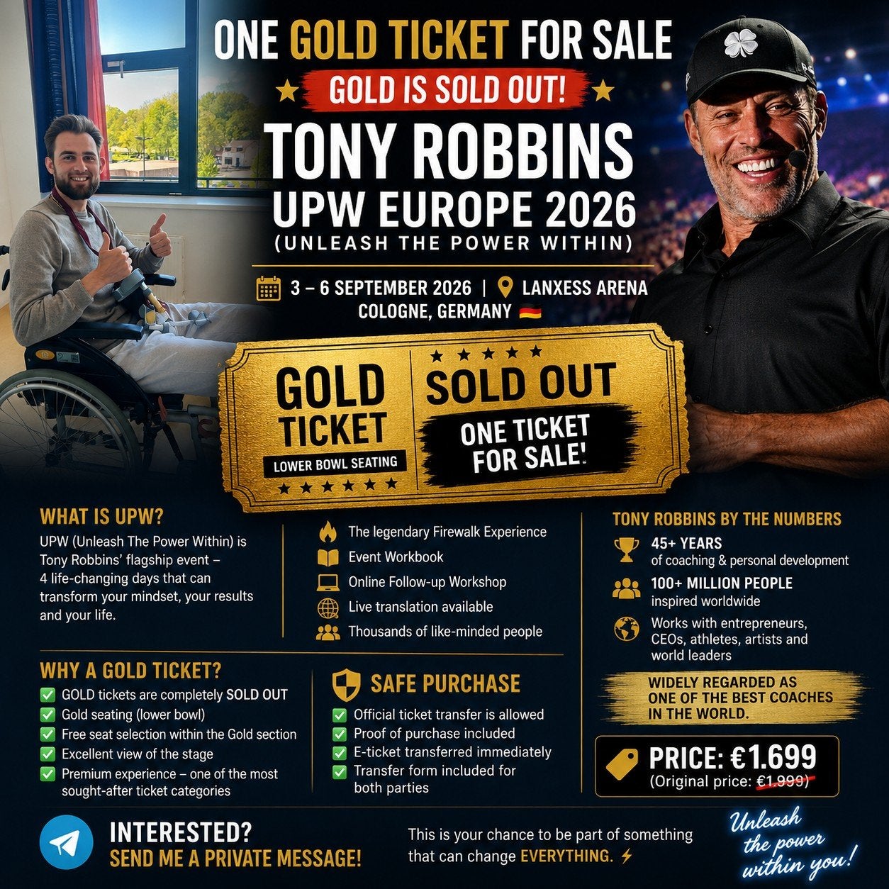 Tony Robbins UPW Cologne DE du 3 au 6 septembre 2026 — 1 bil, Une personne, Septembre, Autres types