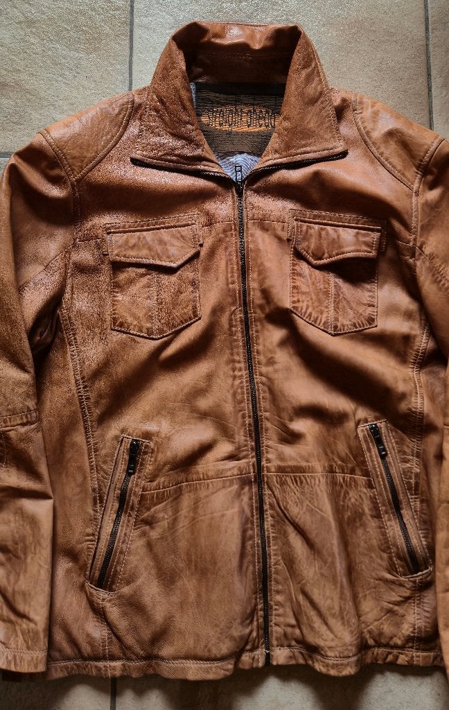 Lederen jas bruin voor heren (maat 58/XXL), Bruin, Straight Ahead, Maat 56/58 (XL), Ophalen of Verzenden