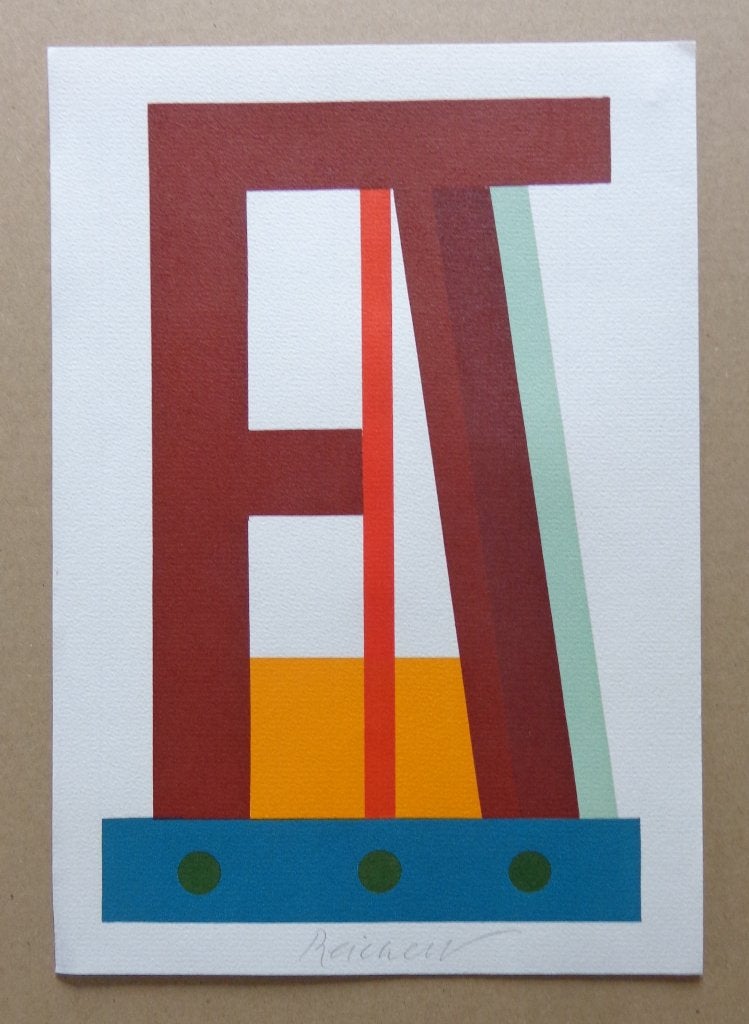 JOSUA REICHERT / TYPOGRAPHIE F / KLEURLINOGRAFIE / 28x19cm, Gelimiteerde oplage, Ophalen of Verzenden, Abstract, Linosnede