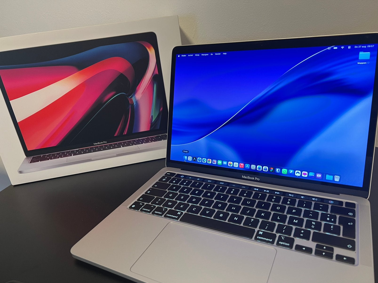 MacBook Pro 13” M1 (2020) 512GB SSD 8GB RAM in doos, 512 GB, Comme neuf, Azerty, 8 GB