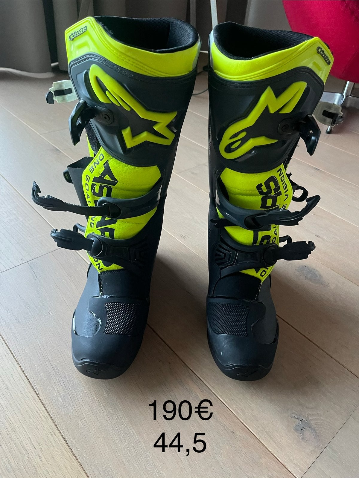 Bottes de moto Alpinestars (Jaune fluo / Noir) – Taille 44,5, Motos, Enlèvement, Bottes