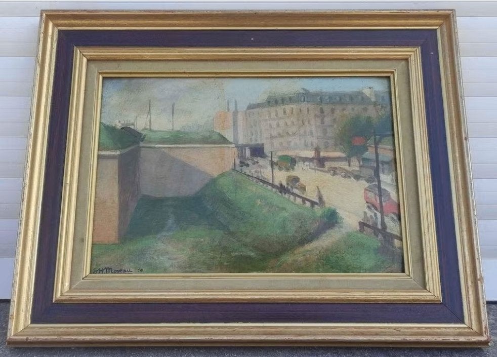 huile sur carton signe serge henri moreau, Enlèvement ou Envoi, Toile
