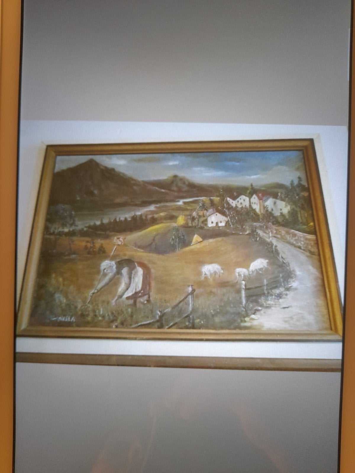 Zeer groot olieverfschilderij - Siciliaans landschap van Zan, Ingelijst, Olieverf, Landschap, Doek