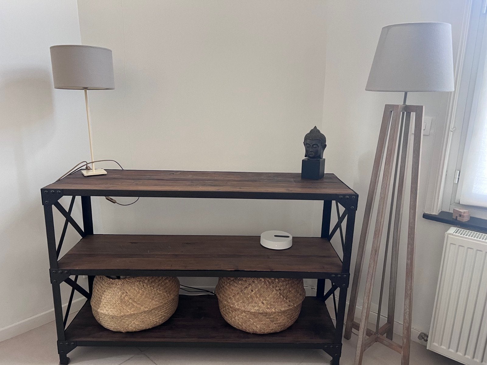 console tv en bois et métal style industriel avec gros rivet, Maison & Meubles, Enlèvement, Métal