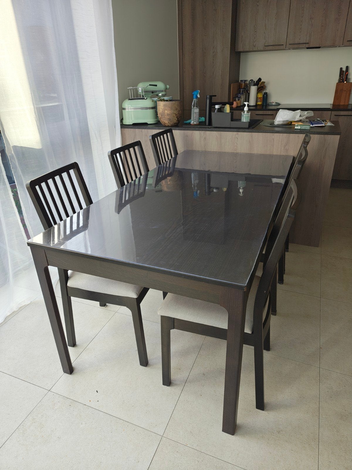 Ikea Ekedalen uitschuifbare tafel met 6 stoelen, Ophalen, Gebruikt, 200 cm of meer, 50 tot 100 cm